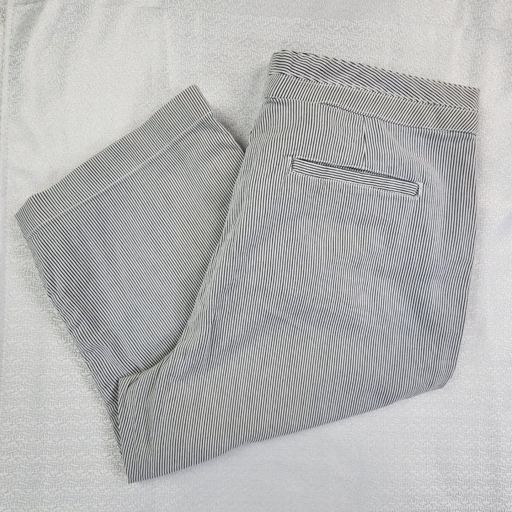 Pappagallo Blue White Pinstripe Janica Capris Womens 12 Nautical Preppy Coastal